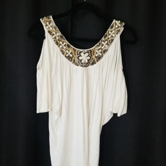 Lette beaded cold shoulder ivory top. Size S - Picture 8 of 13